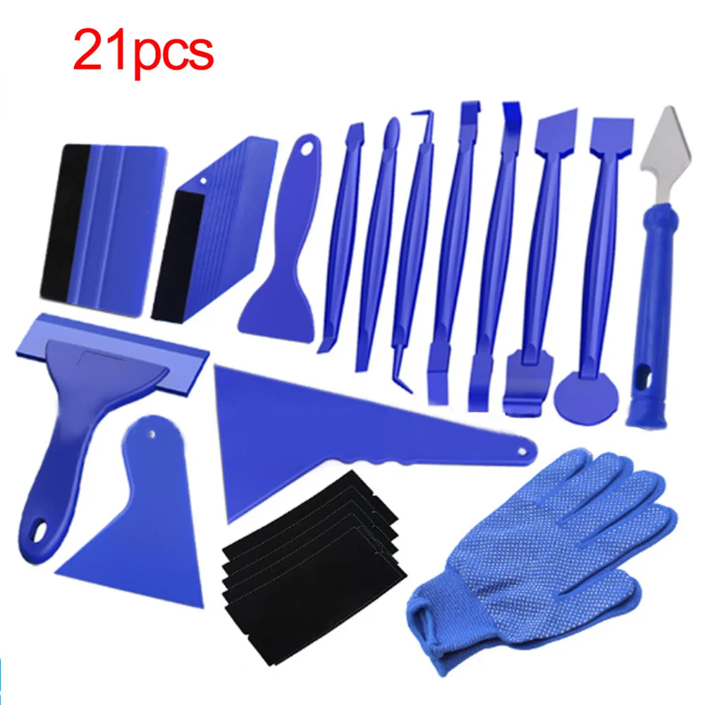 Car Wrapping Tint Application Foil Set Kit Vinile Wrap Film Sticker Wrapping Auto Window Tool 21Pcs Rosso Blu