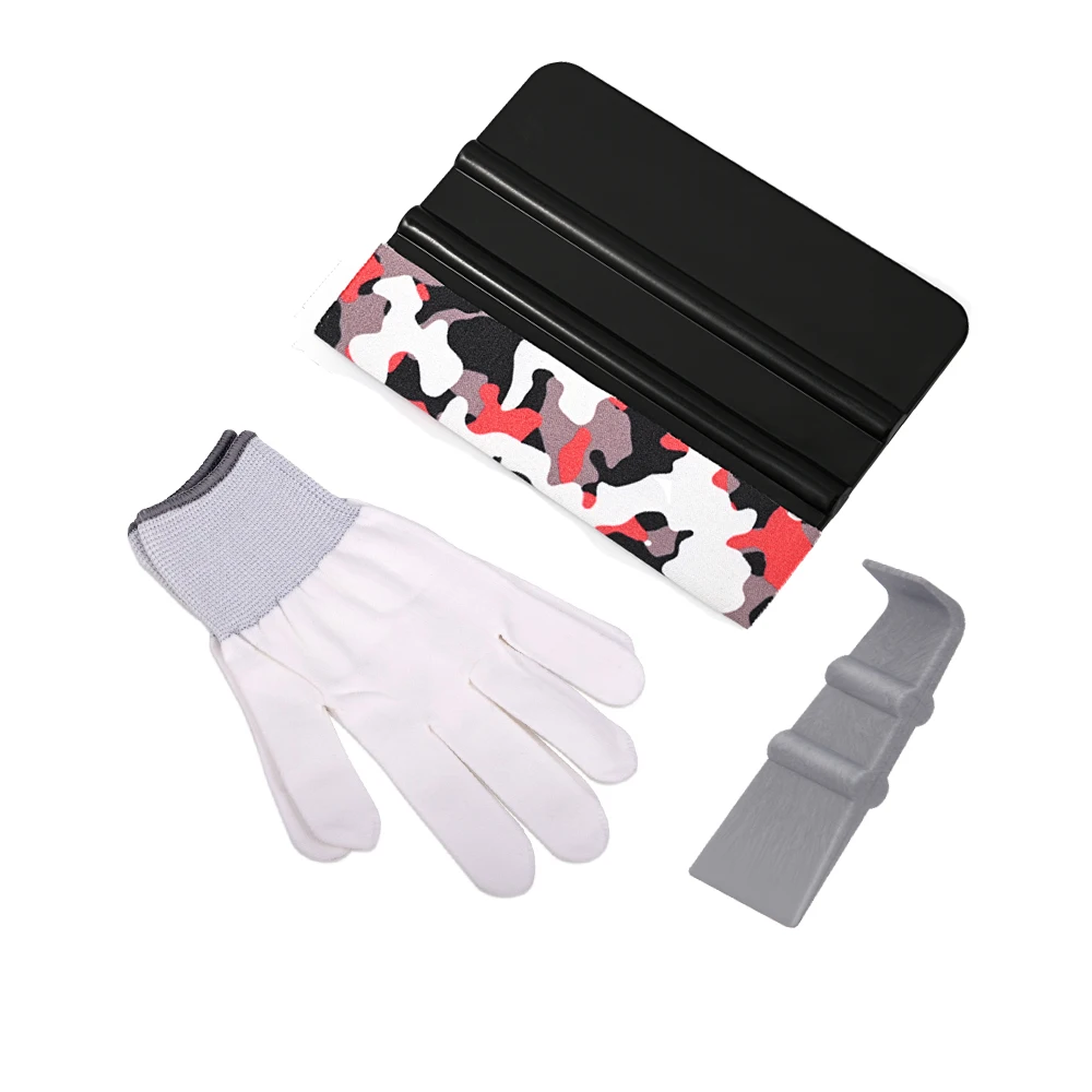 Foshio Car Wrapping Film Tools Carbon Vinyl Fiber Installation Squeegee Anti-Static Gloves Felt Fabric Scraper Auto Window Tint