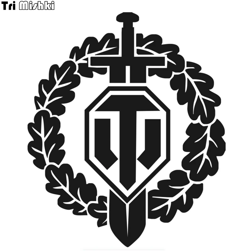Tri Handle Ki Hzx208 17.6*15Cm Adesivi Per Auto In Vinile Ghirlanda E Spada Wot World Of Tanks Adesivo Per Auto Decalcomanie In Vinile Riflettente
