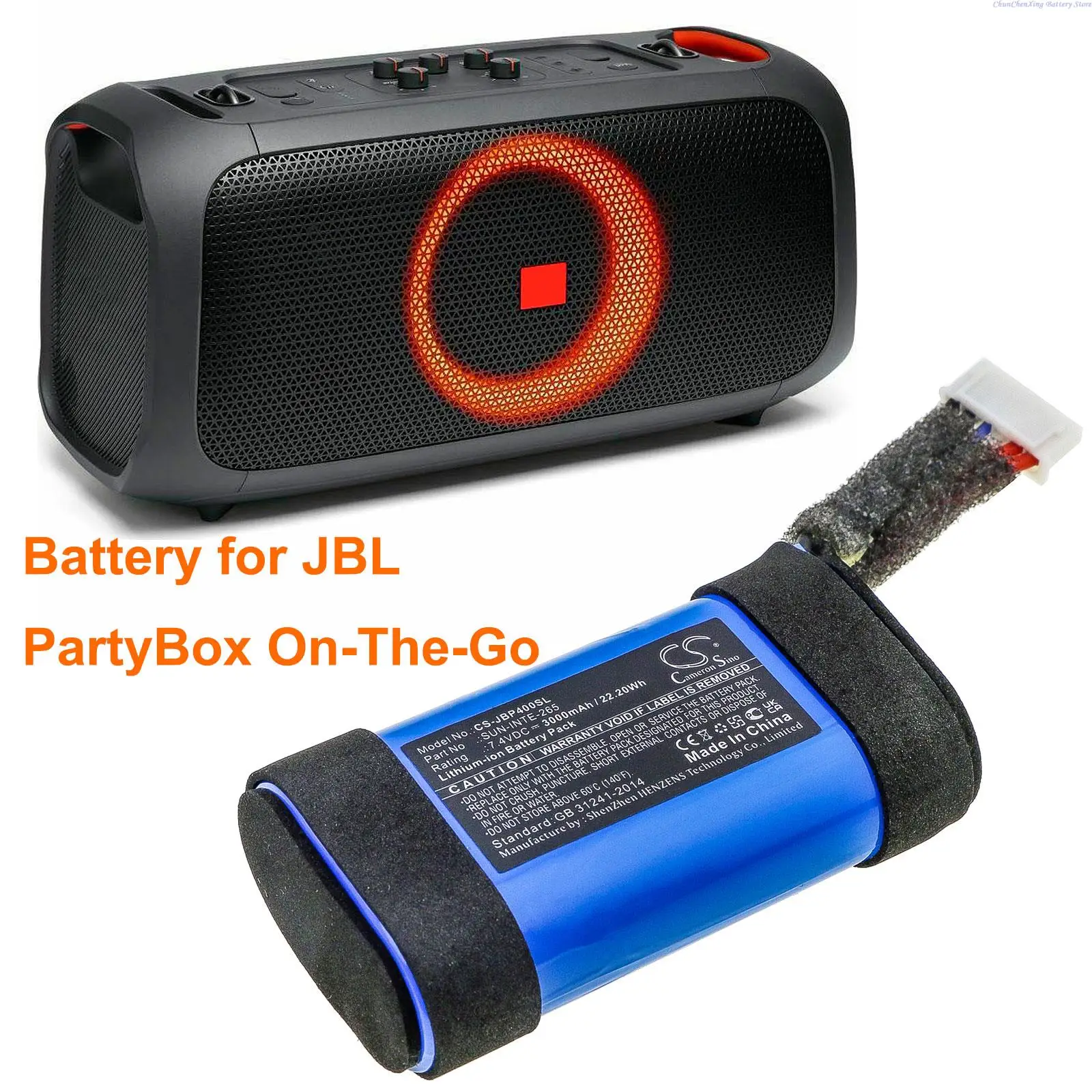 Batteria Per Altoparlanti Cameron Sino 3000Mah Per Jbl Partybox On-The-Go, Onthego, On The Go