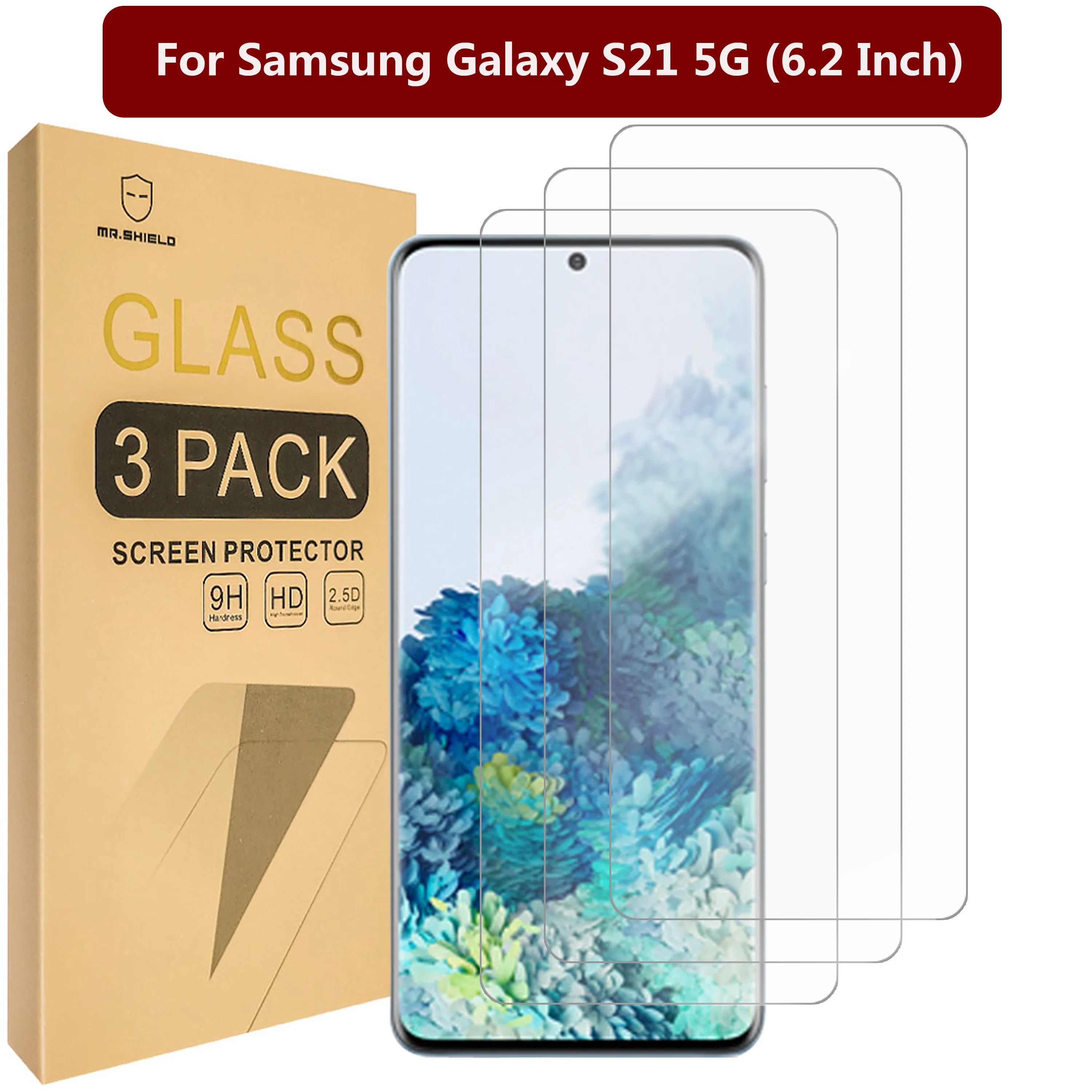 Mr.Shield [Confezione Da 3] Progettato Per Samsung Galaxy S21 5G (6.2 Inch) [Vetro Temperato] Protezione Dello Schermo