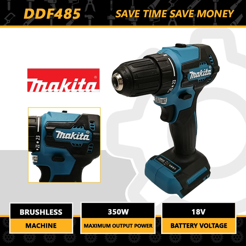 Makita Ddf485 18V 1000Nm Brushless Ricaricabile 10Mmimpact Driver Trapano Elettrico Strumento Elettrico Cacciavite A Percussione Trapano Elettrico