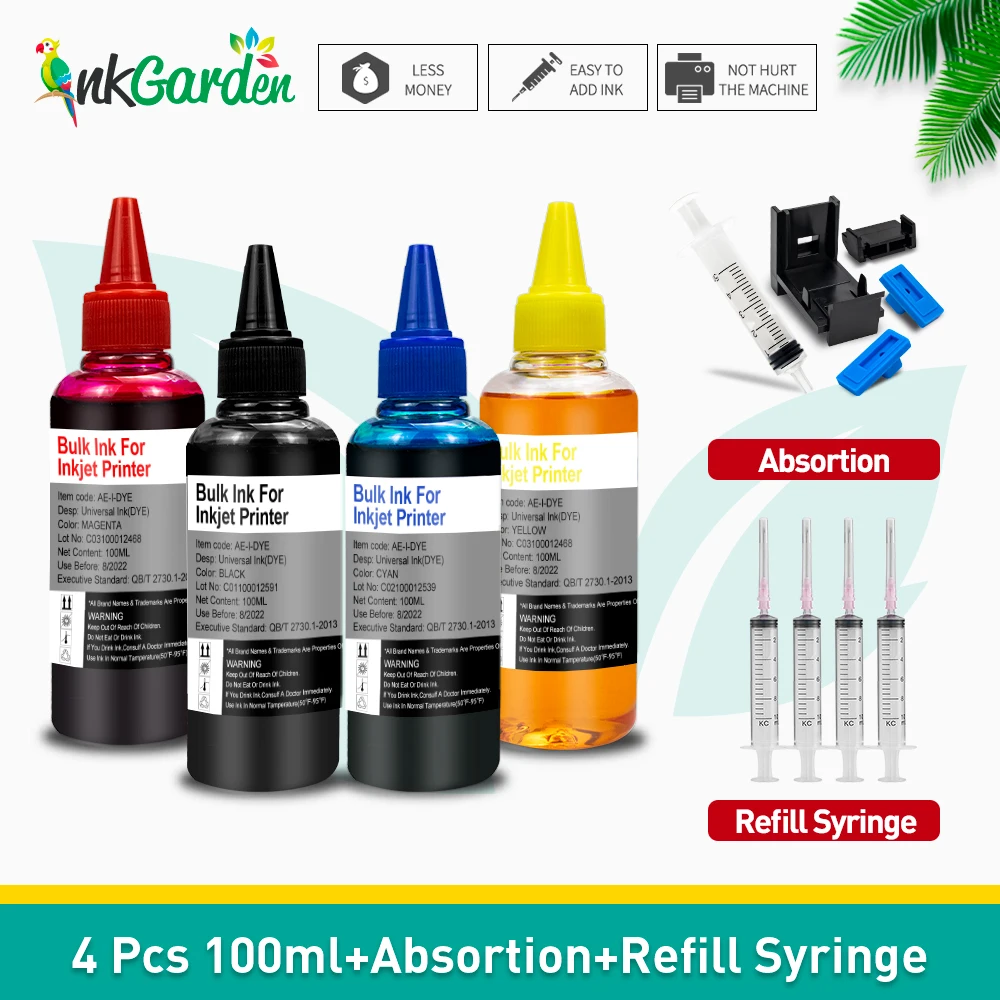 Kit Di Ricarica Inchiostro Bottiglia 100Ml Per Hp 903 907 902 906 904 908 Xl Cartuccia D'Inchiostro Per Stampanti Officejet Pro 6950 6960 6970