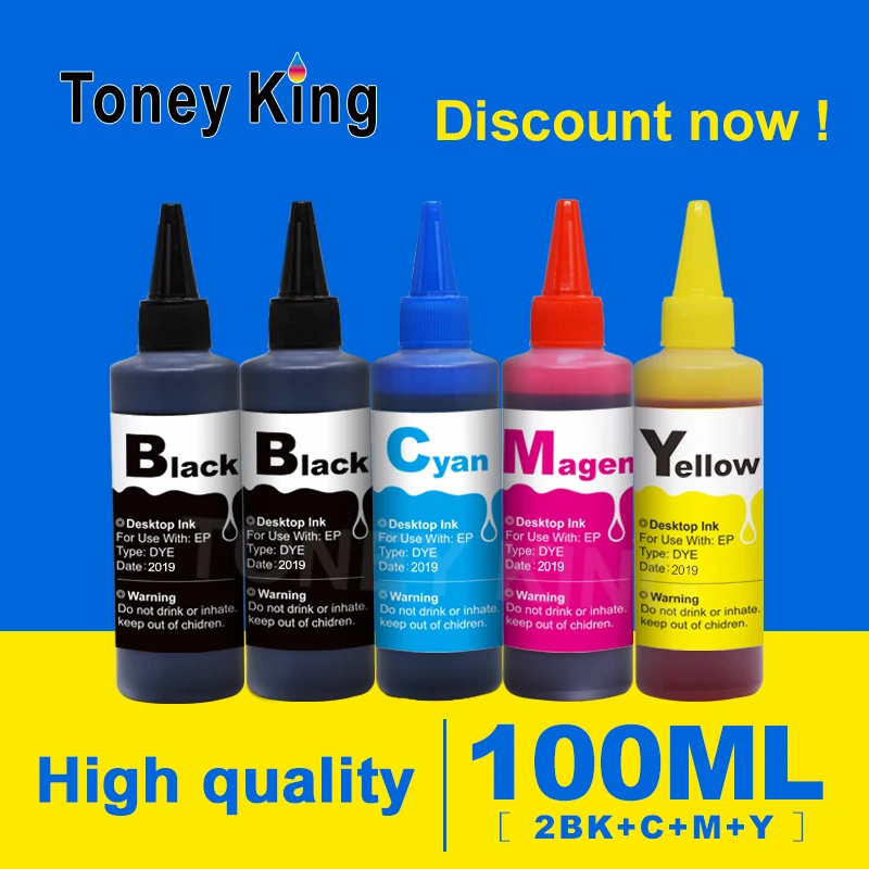 Toney King 100Ml Kit Di Ricarica Dell'Inchiostro Della Bottiglia Per Hp 903 907 902 906 904 908 Cartuccia Di Inchiostro Xl Per Stampanti Officejet Pro