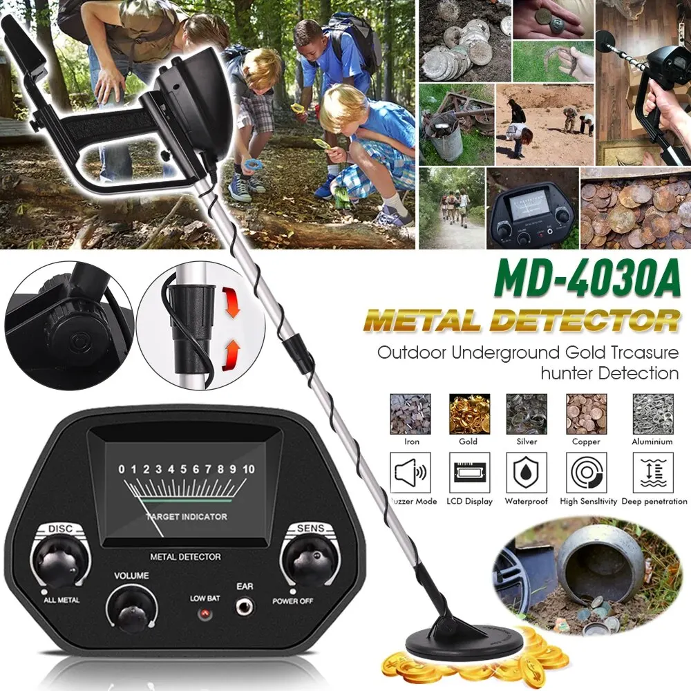 Md-4030 Metal Detector Underground Gold Detector Outdoor Gold Digger Lunghezza Regolabile Treasure Hunter Seeker Rilevatore Portatile
