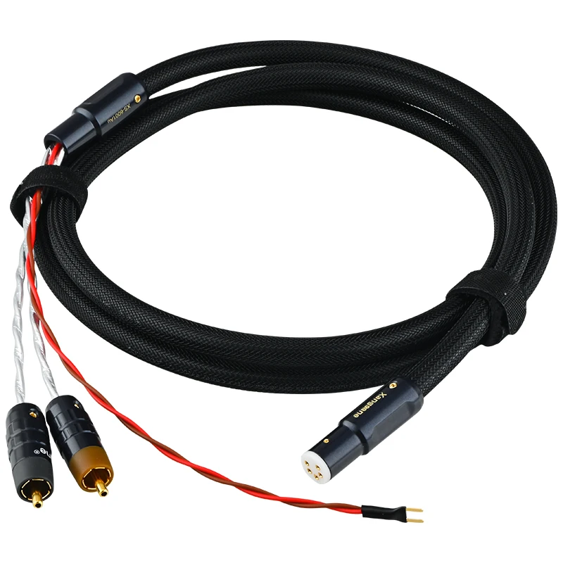 Audio Pure Silver Core 5 Pin Femmina A Oro Placcato Rca Maschio Per Lp Vinyl Record Tonearm Cable Hifi Con Filo Di Terra