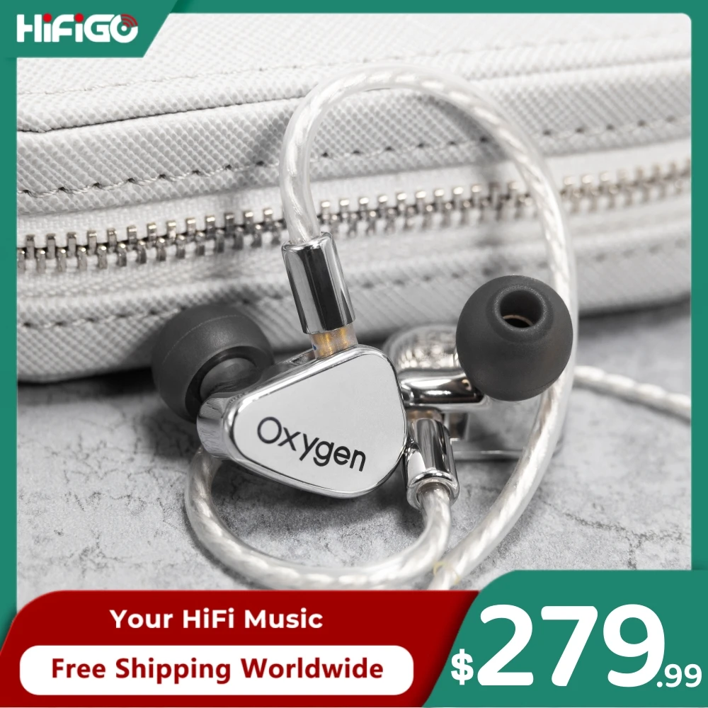 Tanchjim Oxygen 10Mm Dynamic Driver In-Ear Auricolare Carbon Nanotube Diaframma Dd Iems Hi-Res Cuffie Cavo In Lega Oro-Argento