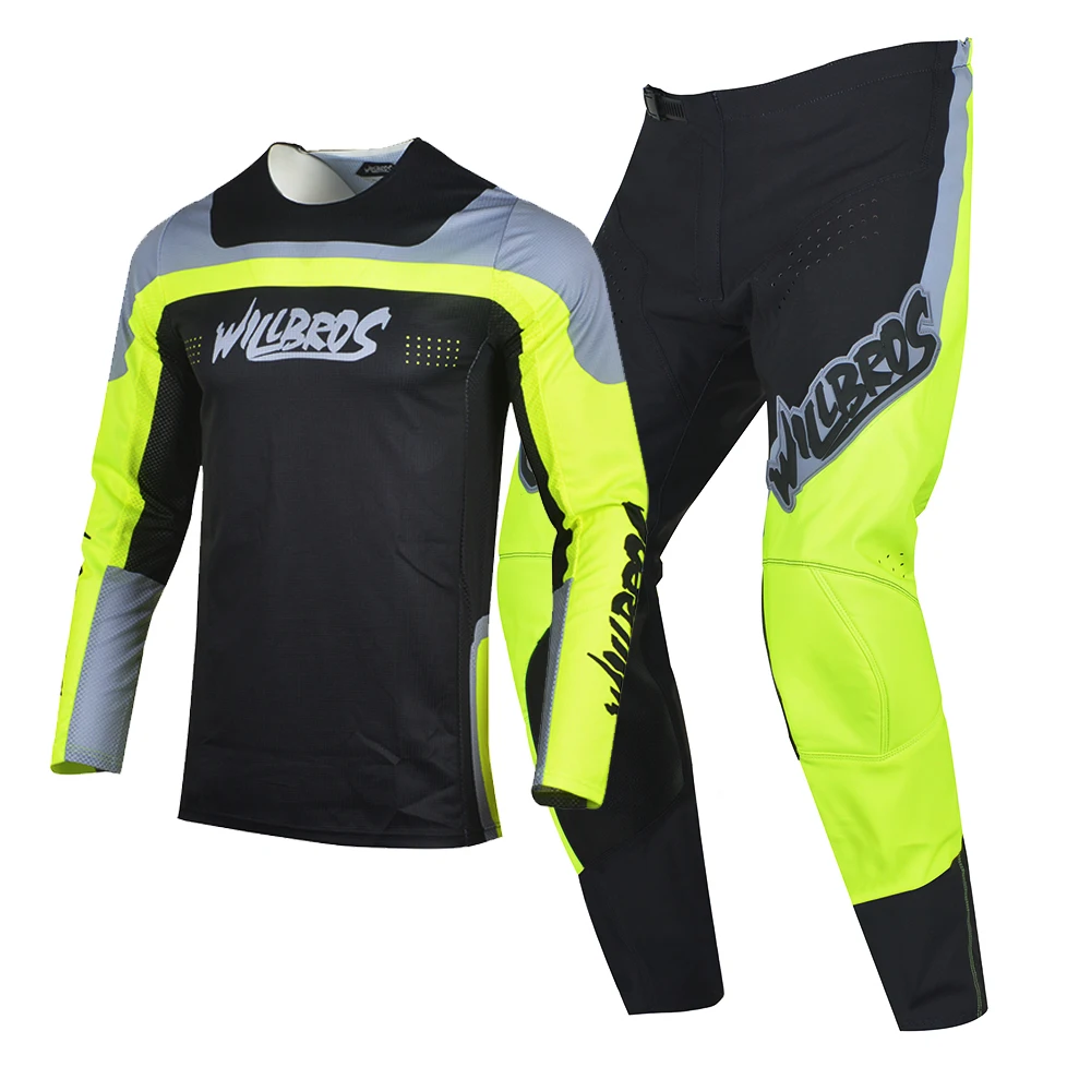 Willbros Mx 360 Fluo Yellow Jersey Pants Combo Motocross Dirt Bike Offroad Enduro Tuta Da Corsa Protettiva Flexair Mach Outfit