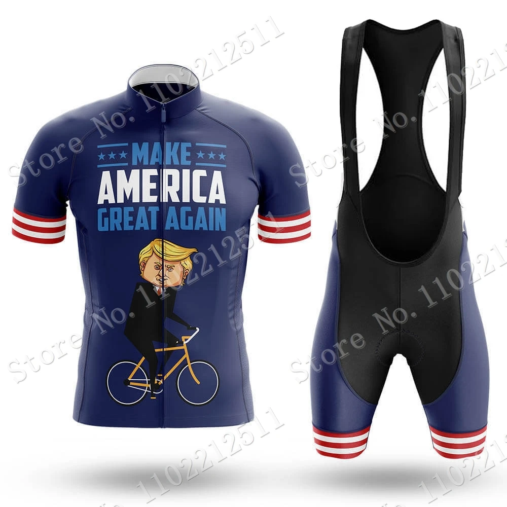 America Great Again Cycling Jersey Usa 2023 Set Summer Mens Cycling Manica Corta Road Race Bike Shirts Suit Shorts Mtb Ropa