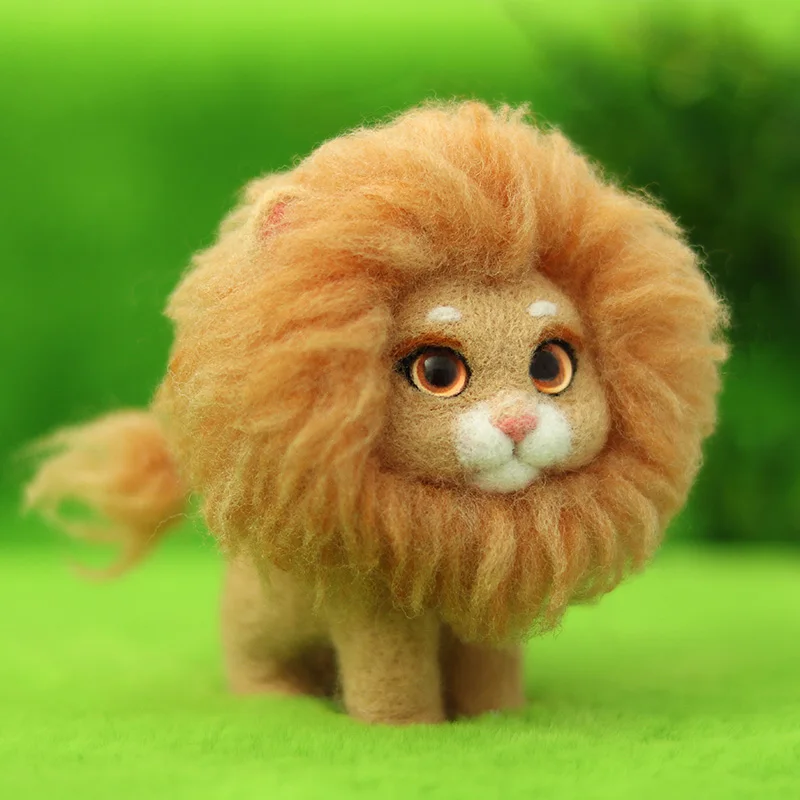 Kit Senza Finitura Cartoon Lion Animal Wool Felt Craft Poke Needle Kit Bambola Giocattolo Fai Da Te Per Bambini Donne Principianti Materiale All'Ingro