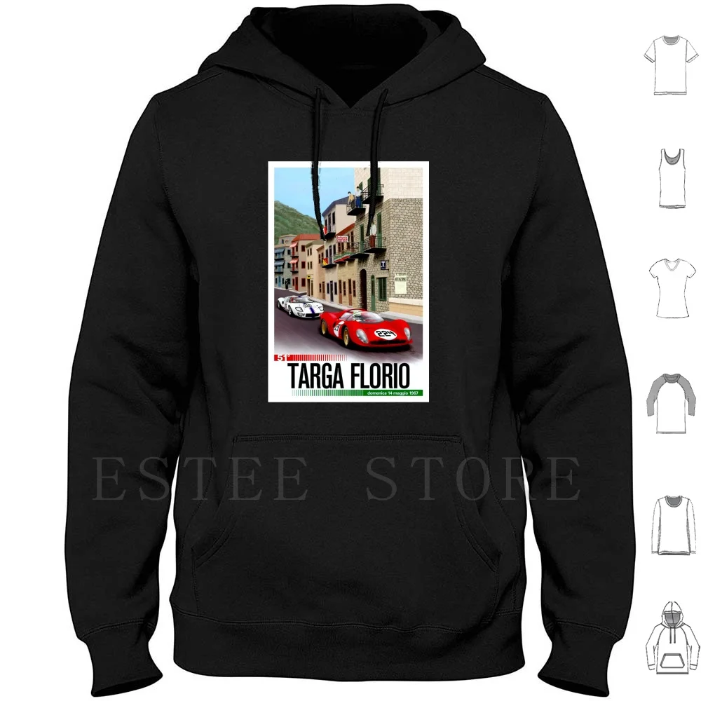 Targa Florio; Felpe Con Cappuccio Vintage Grand Prix Auto Print Targa Florio Strade City Racing Italia Grand Prix Italiano