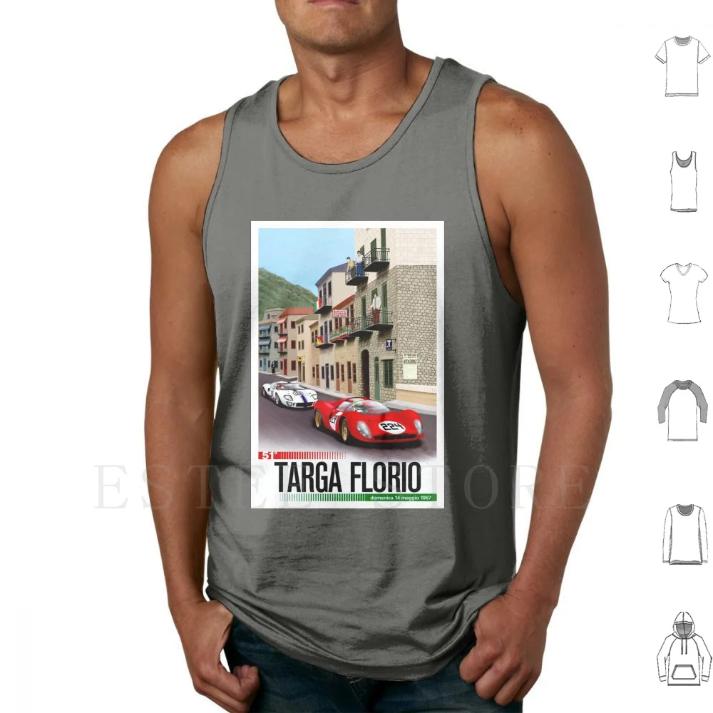 Targa Florio; Canottiere Vintage Grand Prix Con Stampa Automatica Canottiera Targa Florio Strade City Racing Italia Grand Prix Italiano