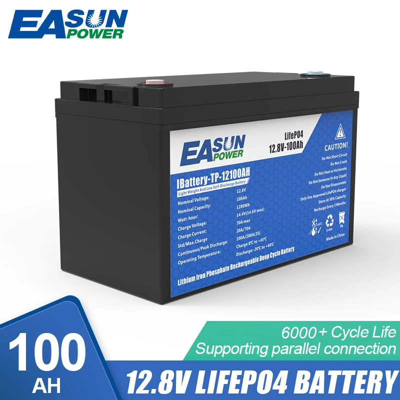 Easun Power 12V 200Ah/150Ah/100Ah/50Ah Lifepo4 Batteria 2560Wh 6000 + Cicli Grado A Celle Bms Per Camper Barca Solare 10 Anni Di Garanzia