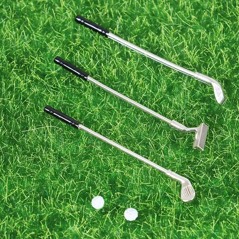 1Set 1:12 Kids Dollhouse Miniature Toy Golf Clubs Ball Outdoor Scene Play Game Accessories Children Pretend Play Occupations Toy