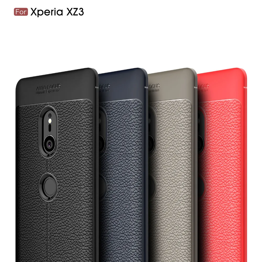 Custodia In Pelle Pu In Fibra Di Carbonio Per Sony Xperia Xz3 / Sony Xperia Xz 3 Custodia Cover Morbida Per Sony Xperia Xz3 Coque Fundas Etui
