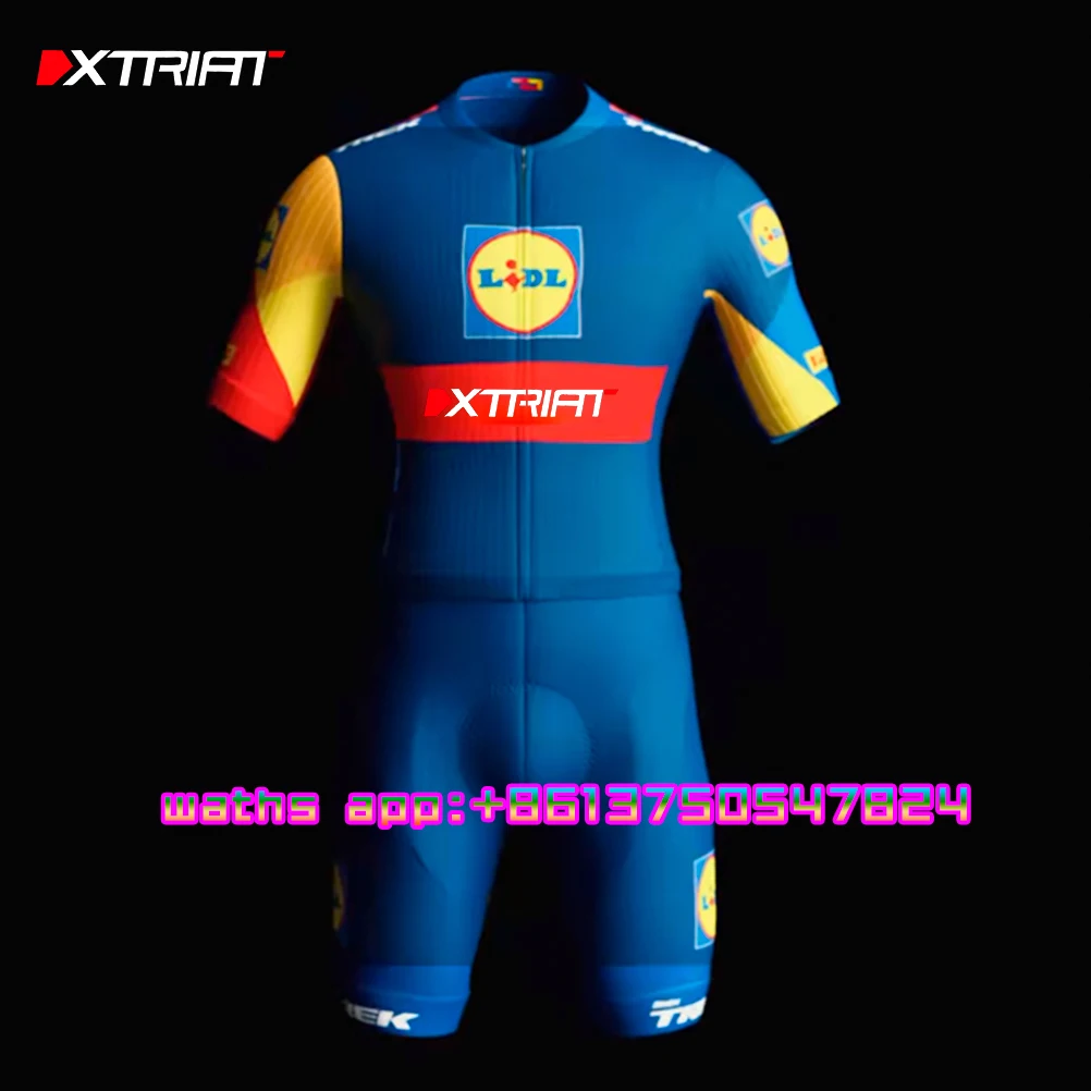 Lidl Team Men Triathlon Skinsuit Cycling Set Manica Corta Mtb Clothes Tri Suit Ropa Ciclismo Outdoor Swim Run Tuta Da Corsa