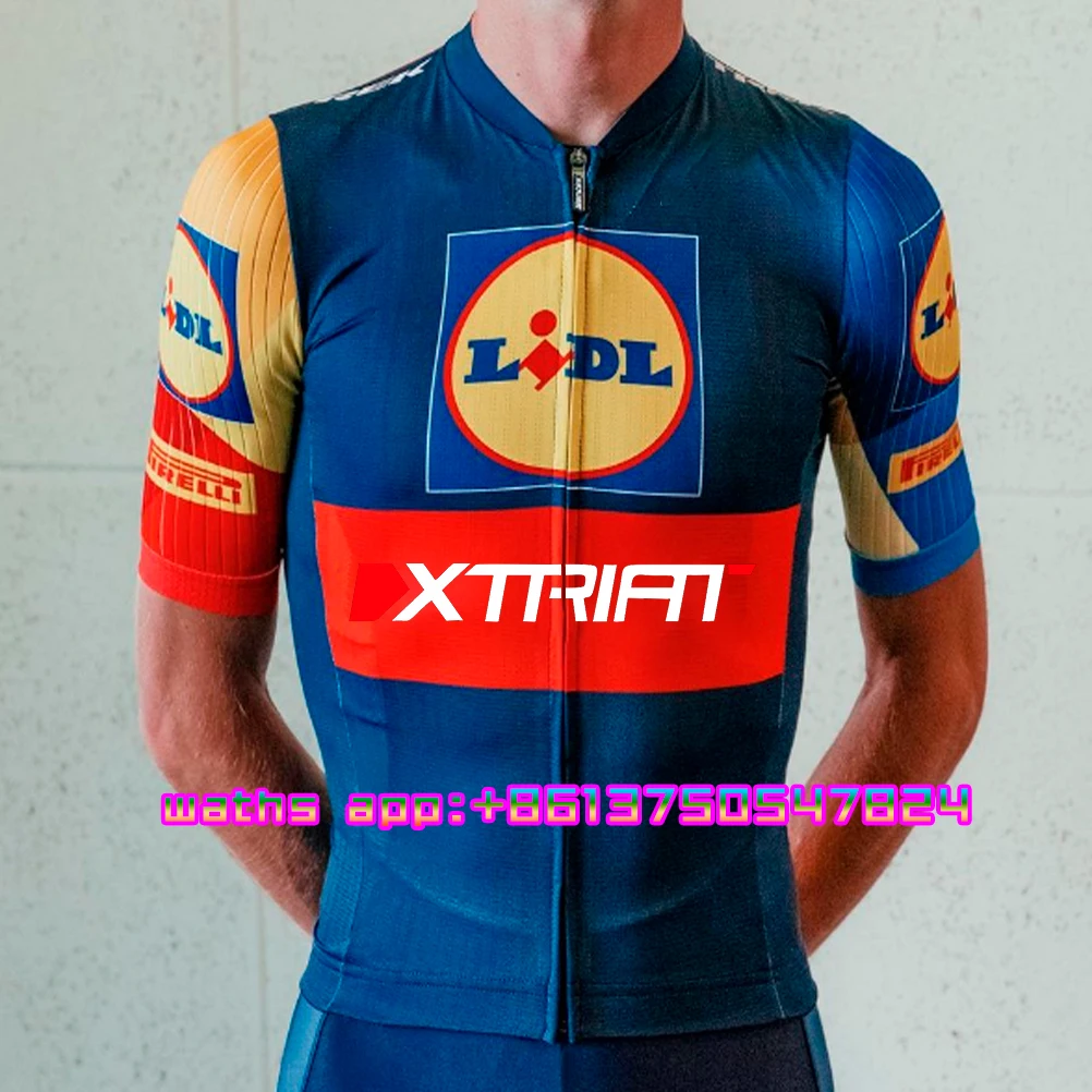 Lidl Team Men Summer Ciclismo Abbigliamento Top Mtb Bike Clothes Maillot Ropa Ciclismo Bavaglino Shorts 9D Gel Ciclismo Bicicletta Suit