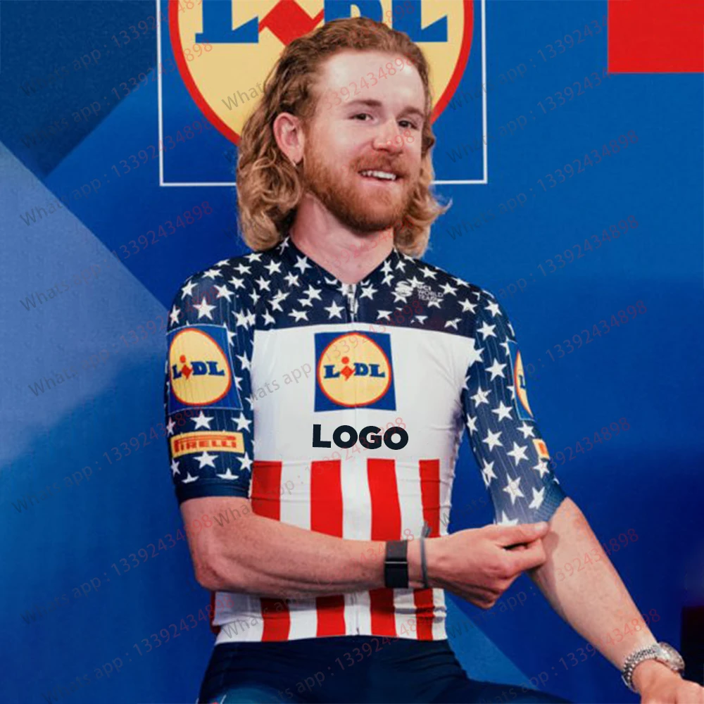 Lidl Team Men Summer Ciclismo Abbigliamento Top Mtb Bike Clothes Maillot Ropa Ciclismo Bavaglino Shorts 9D Gel Ciclismo Bicicletta Suit