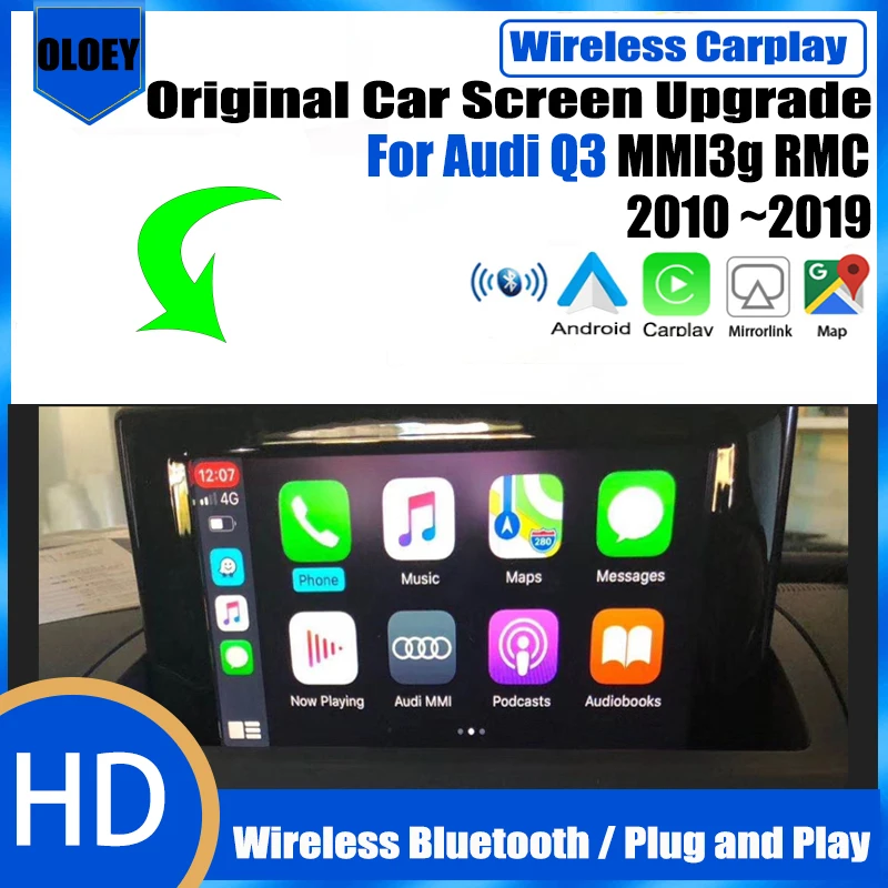 Wireless Apple Carplay Android Auto Interface Adapter Reverse Camera Per Audi Q3 Mmi3G Rmc 2010 ~ 2019