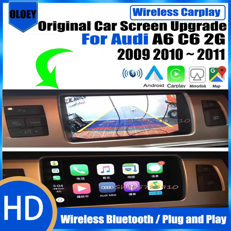 Wireless Apple Carplay Android Auto Interface Adapter Reverse Camera Per Audi A6 C6 2G 2009 2010 ~ 2011