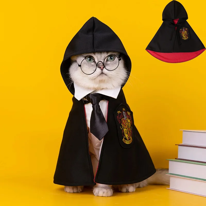 Pet Cats And Dogs Cosplay Harries Academy Of Magic Potters Shirt Puppy Cat Clothes Cape Pet Set Decorazioni Natalizie Per Animali Domestici