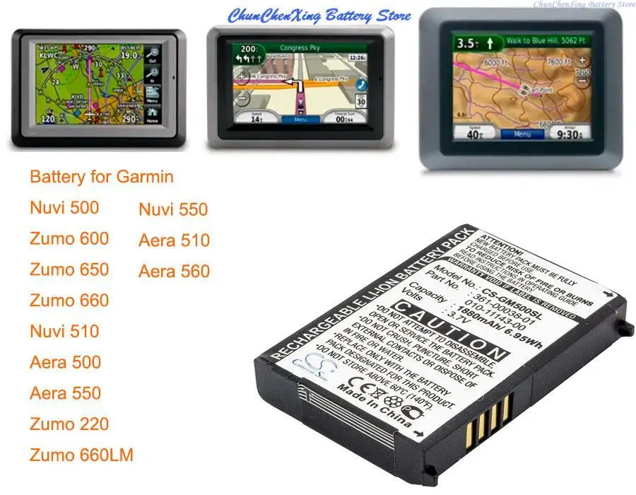 Batteria Cameron Sino 1880Mah Per Garmin Nuvi 500,Zumo 600,Zumo 650/660/660Lm/220,Nuvi 510,Nuvi 550,Aera 500/550/510,560