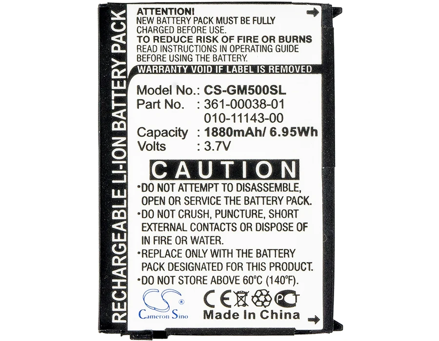 Batteria Cs 1880Mah Per Garmin 010-11143-00 361-00038-01Nuvi 500 Zumo 600 Zumo 650 Zumo 660 Nuvi 510 Aera 500 Aera 550