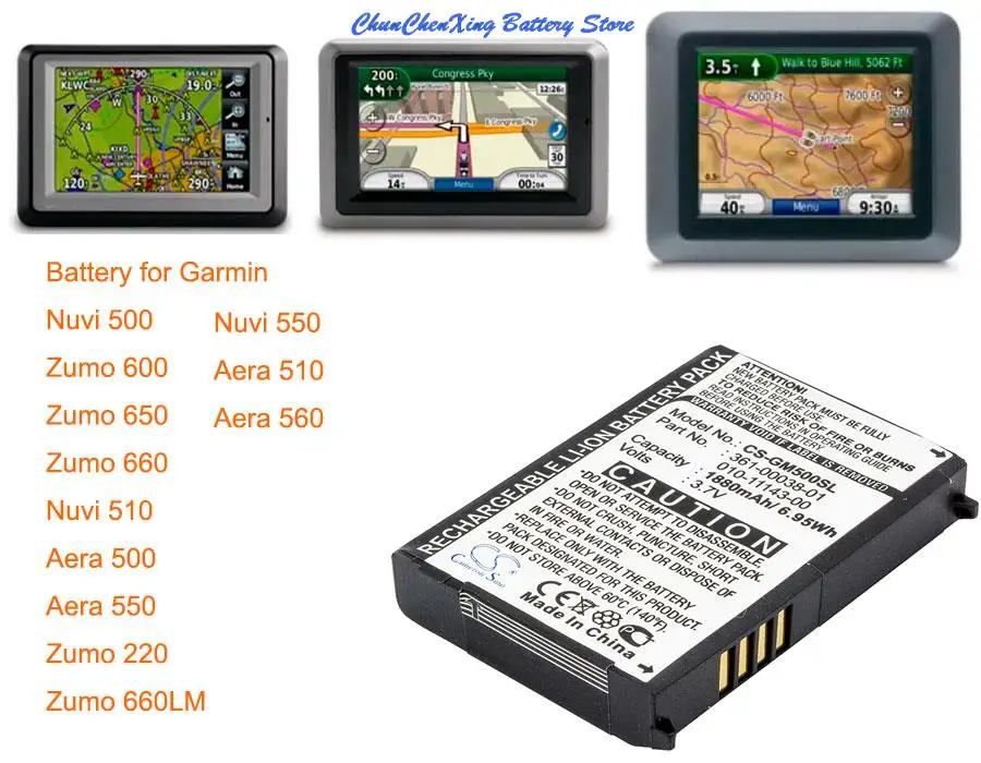 Batteria Orangeyu 1880Mah 010-11143-00 Per Garmin Aera 500, 510, 550, 560, Nuvi 500/510/550, Zumo 220/600/650/660, 660Lm