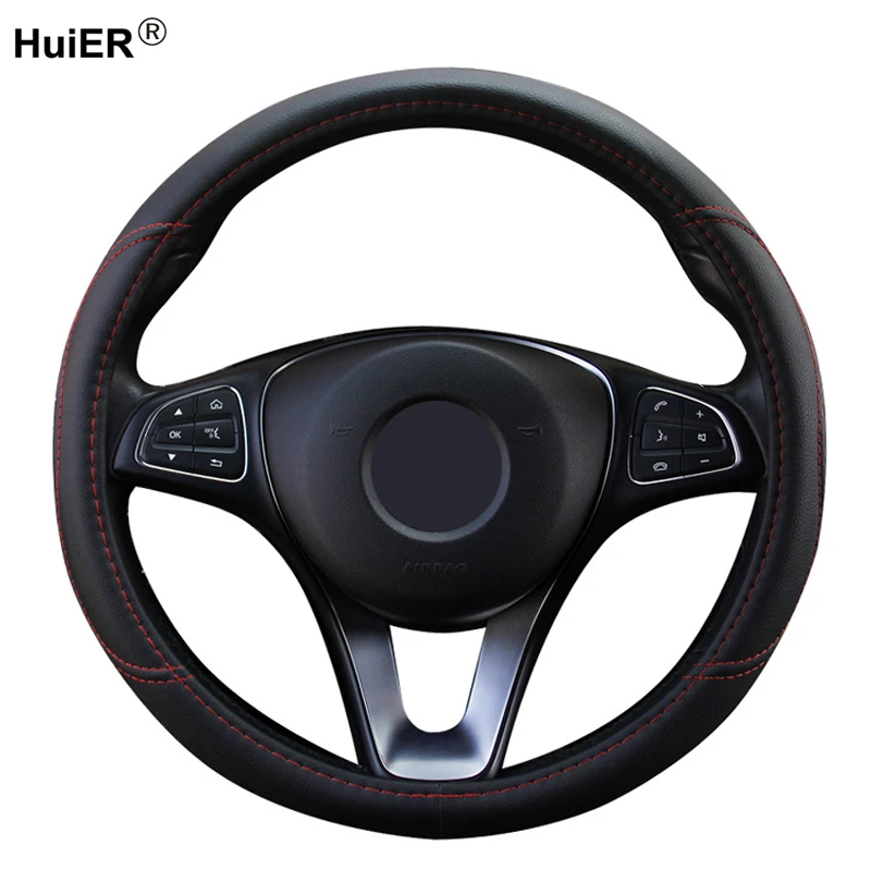 Universal Car Steering Wheel Cover In Pelle Artificiale Wrap Antiscivolo Treccia Sul Volante Accessori Auto Funda Volante