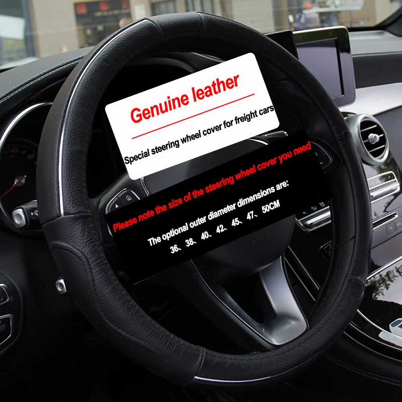 Cow True Leather Auto Car Bus Coprivolante Wrap Volant Big Truck Van Truck Per 36 38 40 42 45 47 50 Cm Styling Antiscivolo