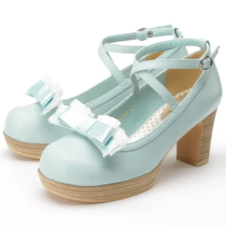 Zapatos De Encaje Con Lazo Y Volantes Para Estudiantes Universitarios, Calzado De Lolita De Cuero, Para Uso Diario, Con Tacon