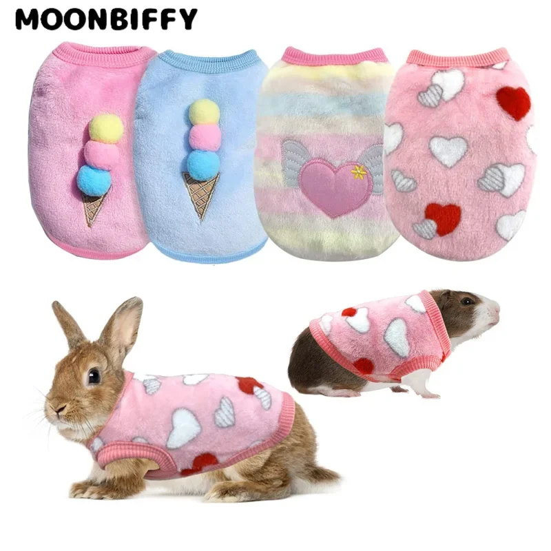 Warm Pet Rabbit Clothes Soft Fleece Guinea Pig Vest Cute Small Pet Clothes Bunny Costume Per Furetto Chihuahua Hamsteraccessories