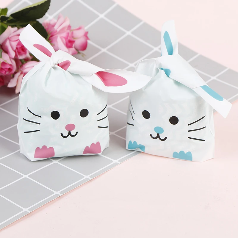 Hot New Cheap Wholesale 50Pcs Cute Long Bunny Rabbit Ear Gift Bag Regalo Di Caramelle Pasquali Bomboniere In Plastica 10*17Cm