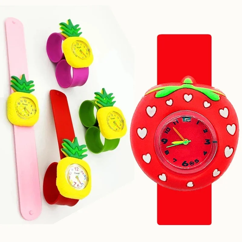 Pretty Flowers Girls Watches Bambini Imparano See Time Toy Strawberry/Pine Apple/Apple Watch 1-15 Anni Orologi Per Bambini Slap Clock