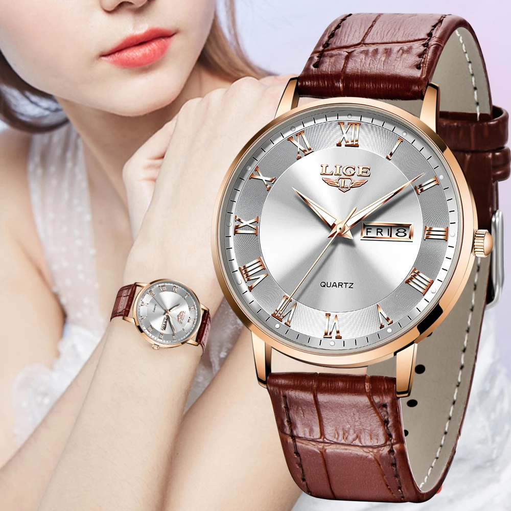 Marca Lige Orologio Da Donna In Oro Rosa Montre Femme Donna Moda Ultrasottile Relojes Para Mujer Orologi Da Polso Da Donna Di Lusso Reloj Mujer