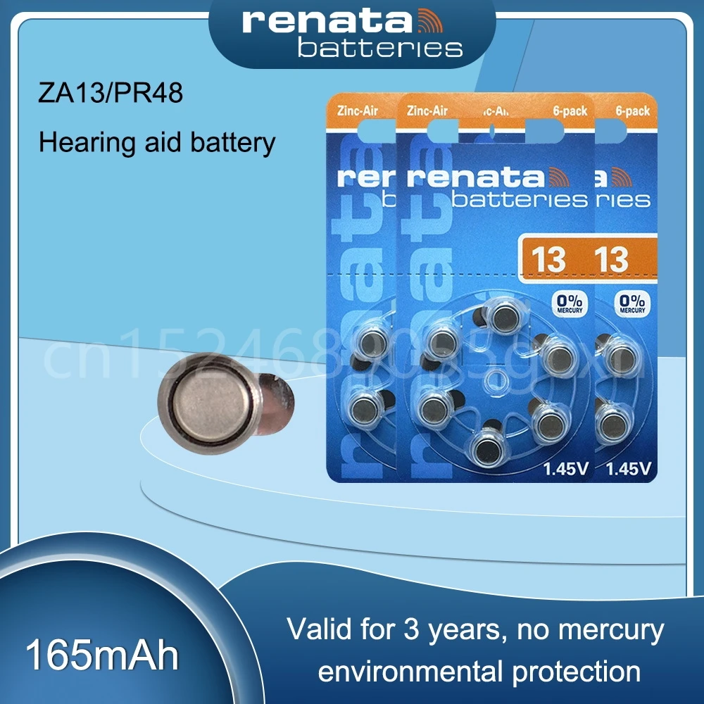 Renata 1.45V 305Mah Batterie Per Apparecchi Acustici Zinco-Aria A13 13A 13 P13 Pr48 Per Apparecchi Acustici Siemens S13 E13 13 P13