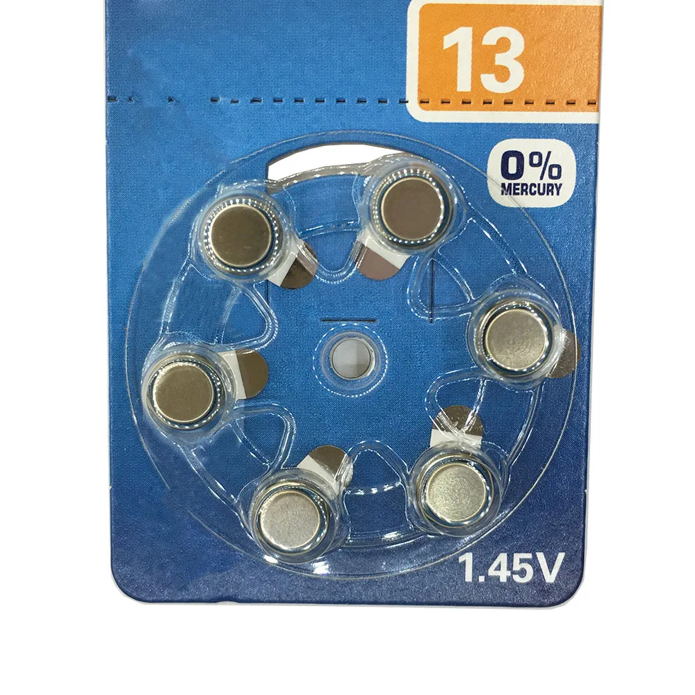 6 Pz/Lotto A13 13A Za13 13 Pr48 Di Zinco Aria 1.45V Hearing Aid Batteria