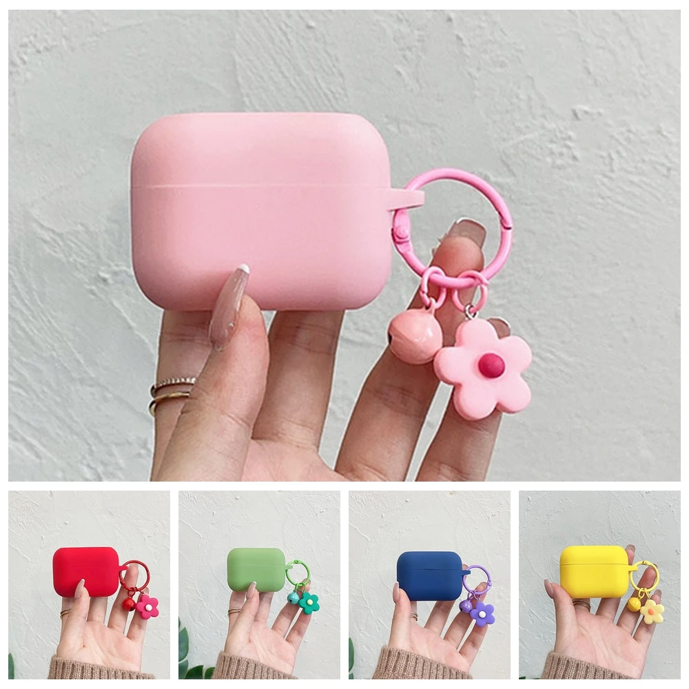 Silicone Case For Jabra Elite 75T Case Luxury Flower Earphone Cover Cute With Keychain Accessories Protect Hearphone Case