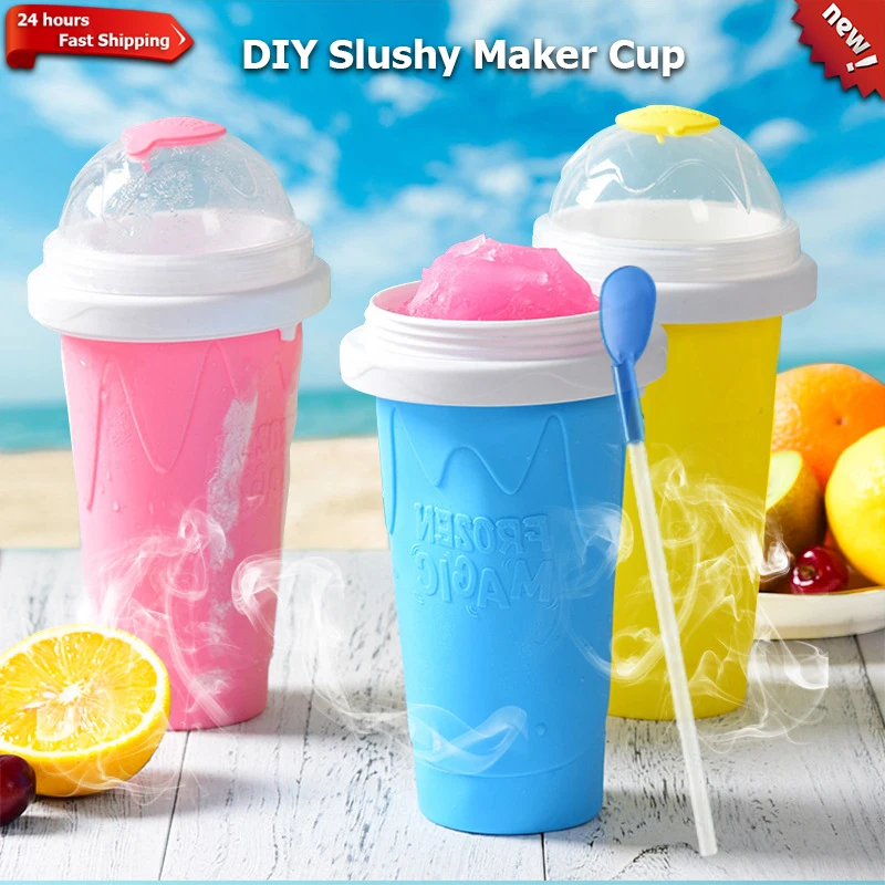 Silicone Quick-Frozen Ice Cream Maker Squeeze Cup Fai Da Te Slushy Maker Cup Magic Slush Cups Milkshake Bottle Smoothie Slush C Makers