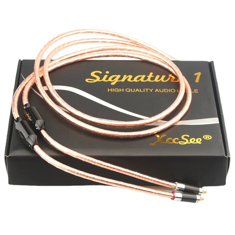 Coppia Hifi Audio Signature1 Cavo Rca Tin Foil Shield Square Occ Copper Signal Line Spina In Fibra Di Carbonio