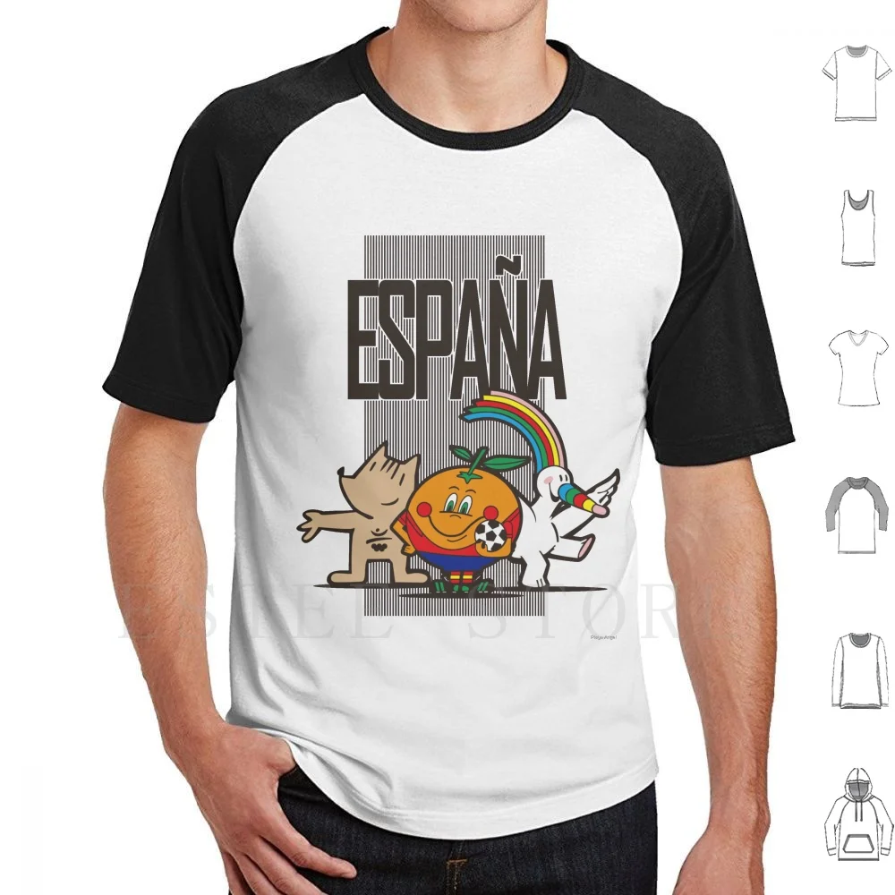 Spagna T Shirt Stampa Cotone Spagna Spagnolo Calcio Calcio Naranjito Cobi Curro Olimpic Giochi Spagna 82 92 Expo 92 Expo