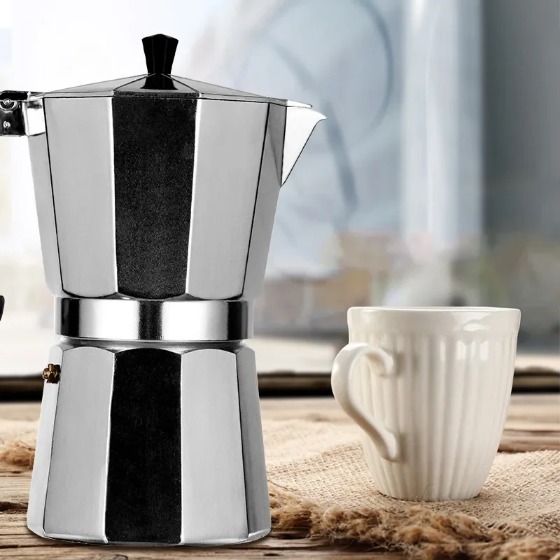Moka Caffettiera Espresso Latte Percolatore Stufa Caffettiera Caffettiera Caffettiera Italiana 50/300/450Ml Alluminio