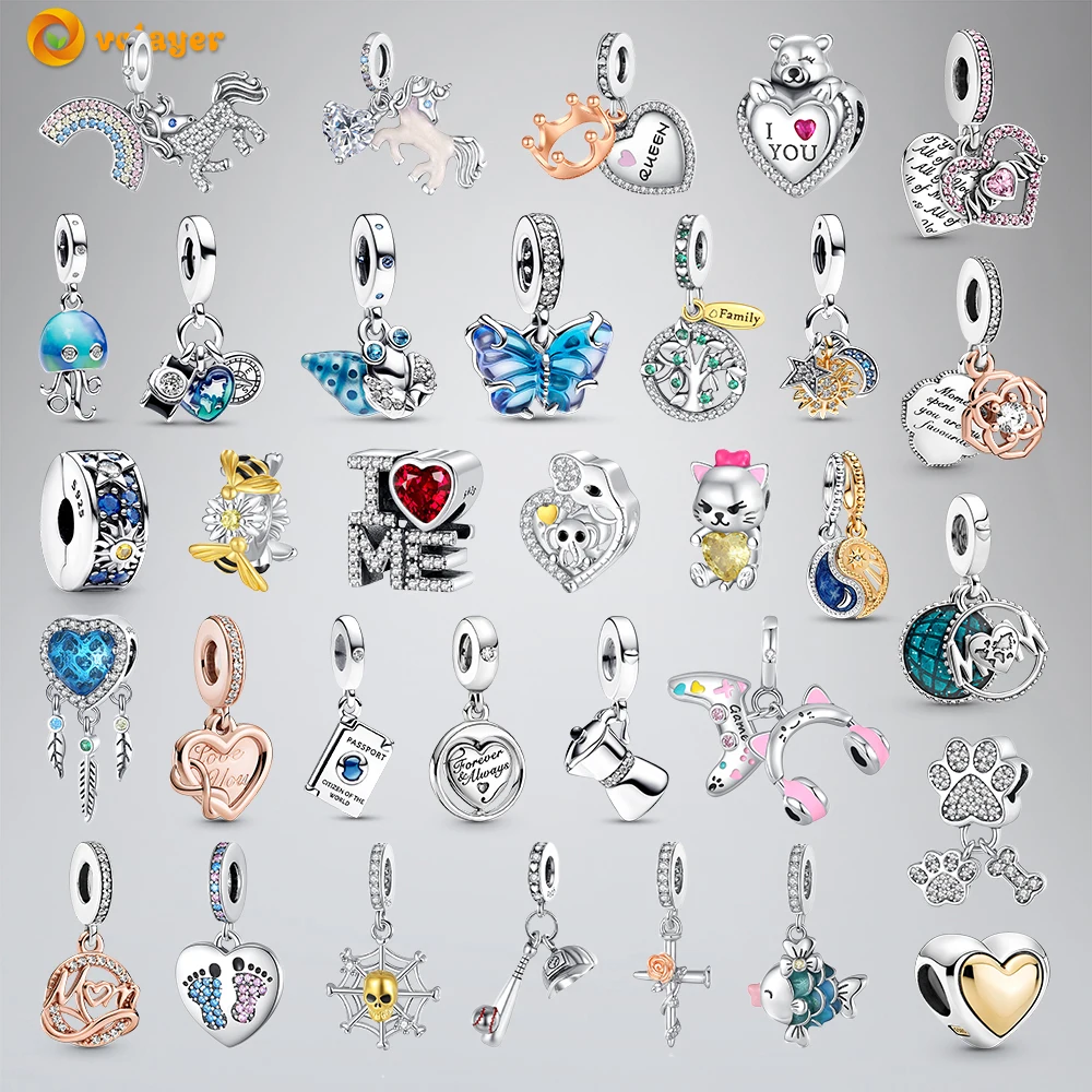 Volayer 925 Sterling Silver Beads Bussola Passaporto Medusa Hermit Crab Moka Pot Ciondola Charms Fit Bracciali Pandora Originali