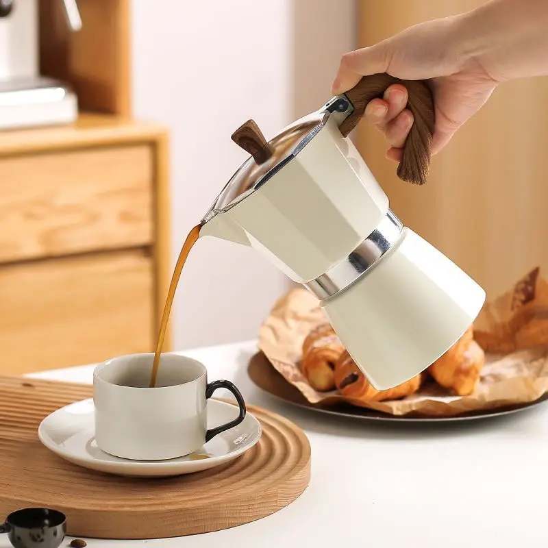 150Ml 300Ml Manico In Legno Vintage Espresso Maker Moka Pot Classic Italian Cafe Tools Kitchen Cafe Accessori
