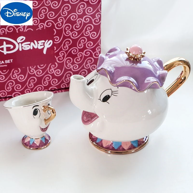 Disney Teiera Cute Cartoon Beauty And The Beast Caffettiere Mug Mrs Potts Chip Cup Teiere Cup One Tea Set Gift Droshipping
