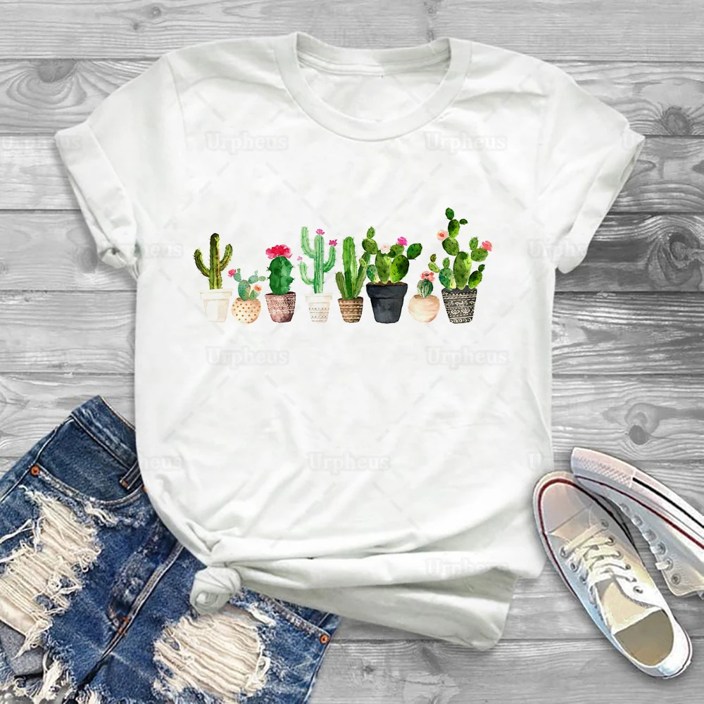 Harajuku Cactus Shirt Cute Cactus Plant Don'T Touch Me Graphic T Shirt 100% Cotone