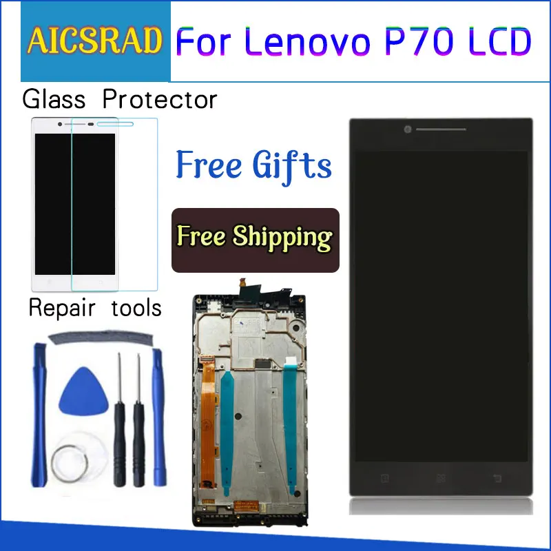 Aicsrad 5.0 ''A Cristalli Liquidi Per Lenovo P70 Display Touch Screen Con Telaio Di Ricambio Per Lenovo P70 Display Lcd P70-A P70A Nero Whtie