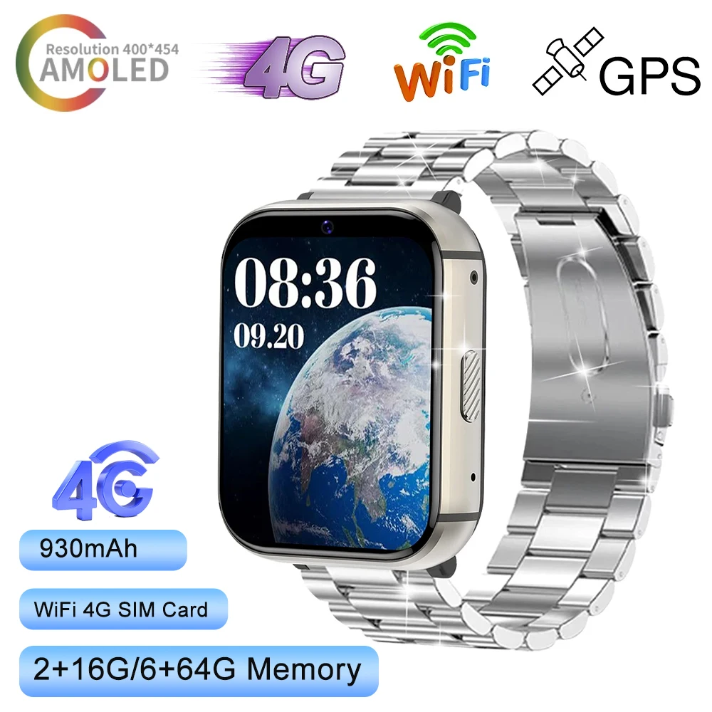4 + 64G 2.08In Smart Watch Originale 4G Bluetooth Heartrate Monitor Gps Sim Card Videocamera Hd Videochiamata Google Play Store App Call