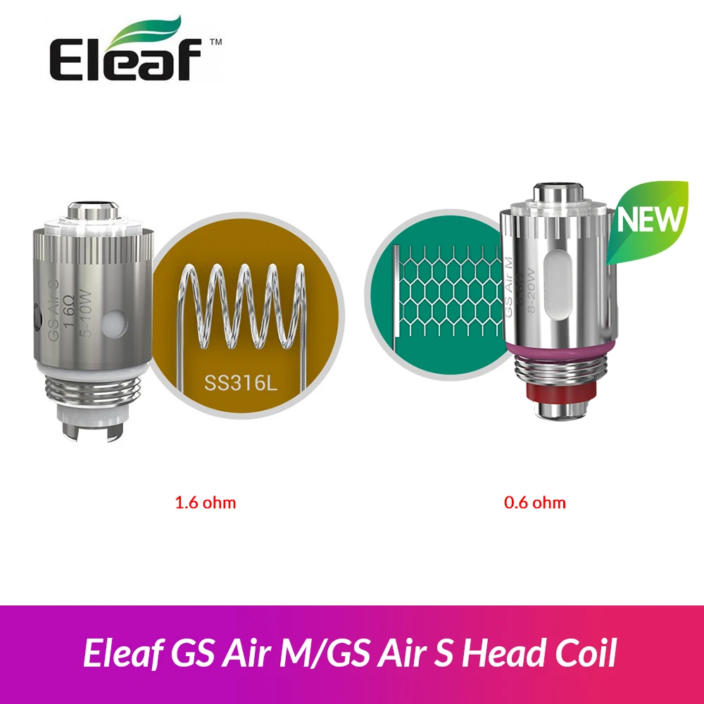 Bobina Originale Eleaf Gs Air M 0.6Ohm/Gs Air S 1.6Ohm Per Eleaf Itap Pod Tance Max Kit Vs Drag Nano Pod Vape Kit