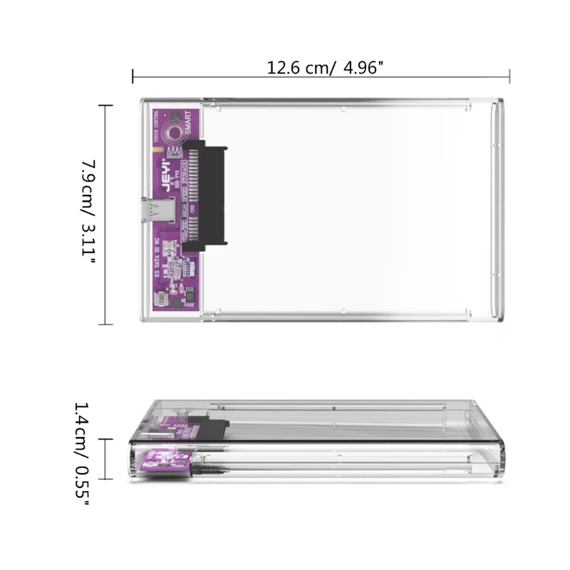 J6Pa Trasparente 2.5In Typec 3 Hdd Box Hard Disk Drive Enclosure Esterno
